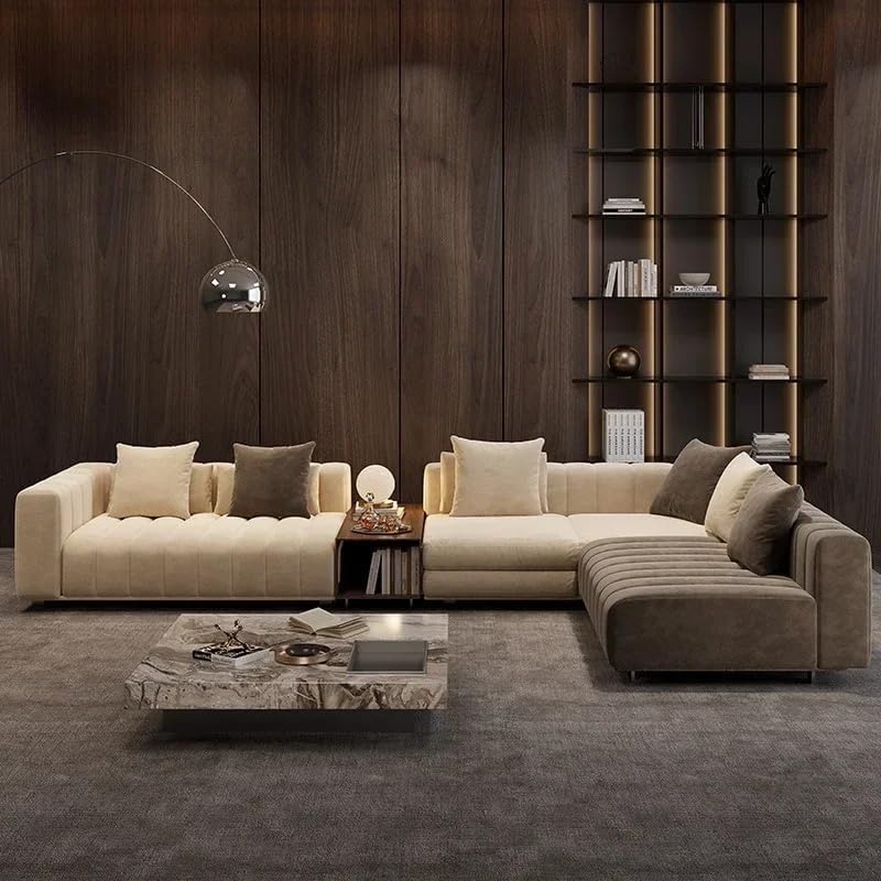 Aroma Homes Soft Brown Minimalist Modern Sofa with Matching Coffee Table - Image 1